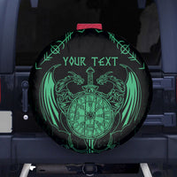 Personalized Viking Dragon Spare Tire Cover with Sword Green Scandinavian Tattoo - Wonder Print Shop