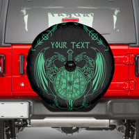 Personalized Viking Dragon Spare Tire Cover with Sword Green Scandinavian Tattoo - Wonder Print Shop