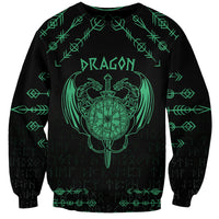 Personalized Viking Dragon Sweatshirt with Sword Green Scandinavian Tattoo - Wonder Print Shop
