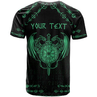 Personalized Viking Dragon T Shirt with Sword Green Scandinavian Tattoo - Wonder Print Shop