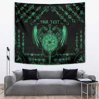 Personalized Viking Dragon Tapestry with Sword Green Scandinavian Tattoo - Wonder Print Shop