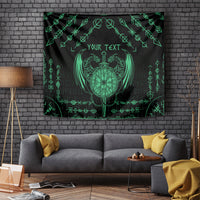 Personalized Viking Dragon Tapestry with Sword Green Scandinavian Tattoo - Wonder Print Shop