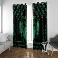 Personalized Viking Dragon Window Curtain with Sword Green Scandinavian Tattoo - Wonder Print Shop