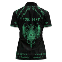 Personalized Viking Dragon Women Polo Shirt with Sword Green Scandinavian Tattoo - Wonder Print Shop