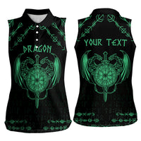 Personalized Viking Dragon Women Sleeveless Polo Shirt with Sword Green Scandinavian Tattoo - Wonder Print Shop