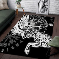 Vikings Raven and Wolf Area Rug with Aegishjalmur Unique LT9 - Wonder Print Shop