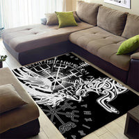 Vikings Raven and Wolf Area Rug with Aegishjalmur Unique LT9 - Wonder Print Shop