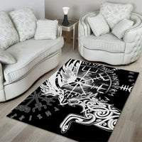 Vikings Raven and Wolf Area Rug with Aegishjalmur Unique LT9 - Wonder Print Shop