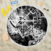 Vikings Raven and Wolf Beach Blanket with Aegishjalmur Unique LT9 - Wonder Print Shop