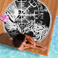 Vikings Raven and Wolf Beach Blanket with Aegishjalmur Unique LT9 - Wonder Print Shop