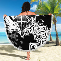 Vikings Raven and Wolf Beach Blanket with Aegishjalmur Unique LT9 - Wonder Print Shop