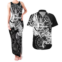 Vikings Raven and Wolf Couples Matching Tank Maxi Dress and Hawaiian Shirt with Aegishjalmur Unique LT9 - Wonder Print Shop