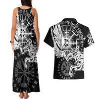 Vikings Raven and Wolf Couples Matching Tank Maxi Dress and Hawaiian Shirt with Aegishjalmur Unique LT9 - Wonder Print Shop