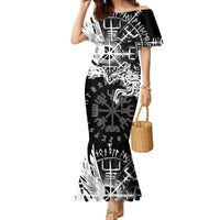 Vikings Raven and Wolf Family Matching Mermaid Dress and Hawaiian Shirt with Aegishjalmur Unique LT9 - Wonder Print Shop