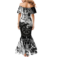 Vikings Raven and Wolf Family Matching Mermaid Dress and Hawaiian Shirt with Aegishjalmur Unique LT9 - Wonder Print Shop