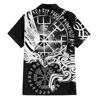 Vikings Raven and Wolf Family Matching Off The Shoulder Long Sleeve Dress and Hawaiian Shirt with Aegishjalmur Unique - Wonder Print Shop