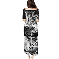 Vikings Raven and Wolf Family Matching Puletasi and Hawaiian Shirt with Aegishjalmur Unique - Wonder Print Shop