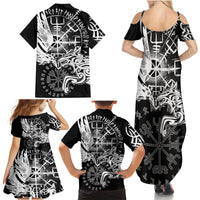 Vikings Raven and Wolf Family Matching Summer Maxi Dress and Hawaiian Shirt with Aegishjalmur Unique - Wonder Print Shop