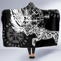 Vikings Raven and Wolf Hooded Blanket with Aegishjalmur Unique