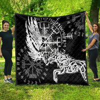 Vikings Raven and Wolf Quilt with Aegishjalmur Unique - Wonder Print Shop