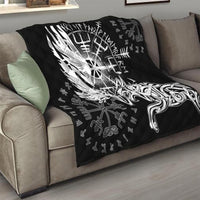 Vikings Raven and Wolf Quilt with Aegishjalmur Unique - Wonder Print Shop