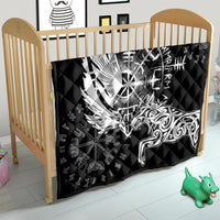 Vikings Raven and Wolf Quilt with Aegishjalmur Unique - Wonder Print Shop
