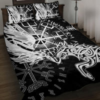 Vikings Raven and Wolf Quilt Bed Set with Aegishjalmur Unique - Wonder Print Shop