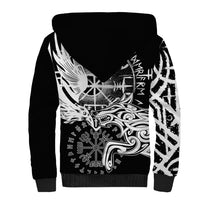 Vikings Raven and Wolf Sherpa Hoodie with Aegishjalmur Unique - Wonder Print Shop