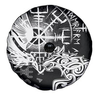Vikings Raven and Wolf Spare Tire Cover with Aegishjalmur Unique - Wonder Print Shop