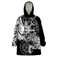 Vikings Raven and Wolf Wearable Blanket Hoodie with Aegishjalmur Unique - Wonder Print Shop