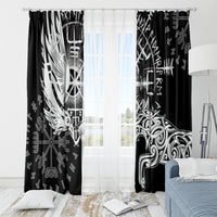Vikings Raven and Wolf Window Curtain with Aegishjalmur Unique - Wonder Print Shop