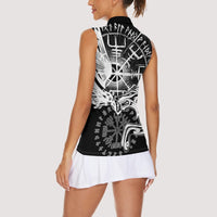 Vikings Raven and Wolf Women Sleeveless Polo Shirt with Aegishjalmur Unique - Wonder Print Shop