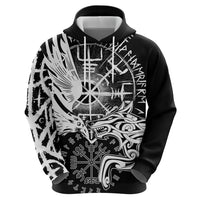 Vikings Raven and Wolf Zip Hoodie with Aegishjalmur Unique - Wonder Print Shop