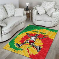 Lithuania Basketball Skeleton Personalized Area Rug Skullman Lithuania Tie Dye