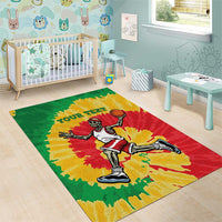 Lithuania Basketball Skeleton Personalized Area Rug Skullman Lithuania Tie Dye