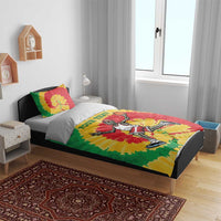 Lithuania Basketball Skeleton Personalized Bedding Set Skullman Lithuania Tie Dye