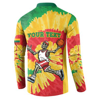 Lithuania Basketball Skeleton Personalized Button Sweatshirt Skullman Lithuania Tie Dye