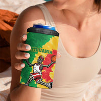 Lithuania Basketball Skeleton Personalized 4 in 1 Can Cooler Tumbler Skullman Lithuania Tie Dye