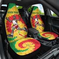 Lithuania Basketball Skeleton Personalized Car Seat Cover Skullman Lithuania Tie Dye