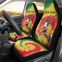 Lithuania Basketball Skeleton Personalized Car Seat Cover Skullman Lithuania Tie Dye
