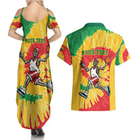 Lithuania Basketball Skeleton Personalized Couples Matching Summer Maxi Dress and Hawaiian Shirt Skullman Lithuania Tie Dye