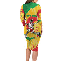 Lithuania Basketball Skeleton Personalized Family Matching Long Sleeve Bodycon Dress and Hawaiian Shirt Skullman Lithuania Tie Dye