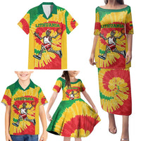Lithuania Basketball Skeleton Personalized Family Matching Puletasi and Hawaiian Shirt Skullman Lithuania Tie Dye