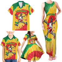 Lithuania Basketball Skeleton Personalized Family Matching Tank Maxi Dress and Hawaiian Shirt Skullman Lithuania Tie Dye
