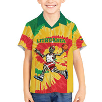 Lithuania Basketball Skeleton Personalized Family Matching Tank Maxi Dress and Hawaiian Shirt Skullman Lithuania Tie Dye