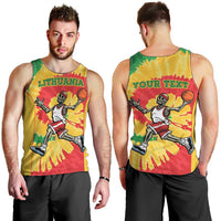 Lithuania Basketball Skeleton Personalized Men Tank Top Skullman Lithuania Tie Dye