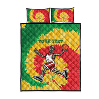 Lithuania Basketball Skeleton Personalized Quilt Bed Set Skullman Lithuania Tie Dye