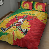 Lithuania Basketball Skeleton Personalized Quilt Bed Set Skullman Lithuania Tie Dye