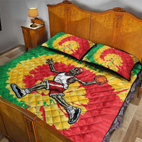 Lithuania Basketball Skeleton Personalized Quilt Bed Set Skullman Lithuania Tie Dye