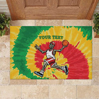 Lithuania Basketball Skeleton Personalized Rubber Doormat Skullman Lithuania Tie Dye
